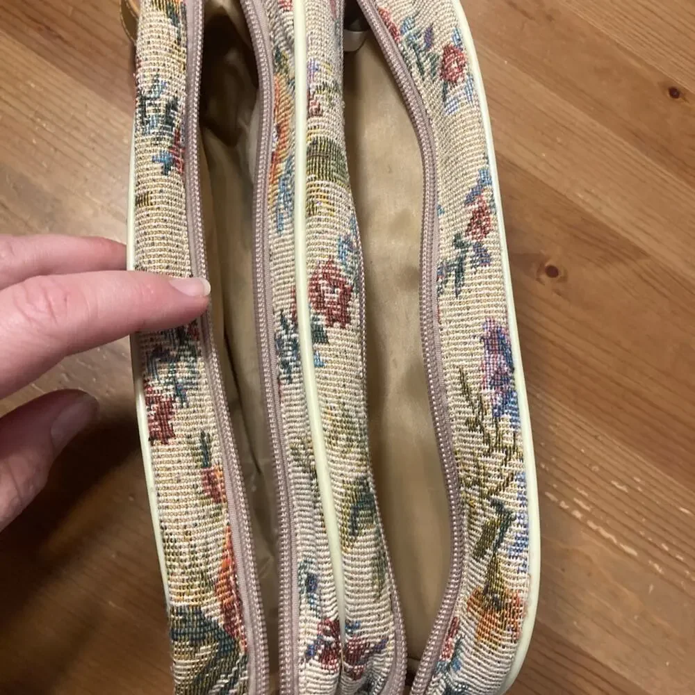 Vintage floral tapestry cosmetic or toiletry bag cottagecore grandmacore quaint